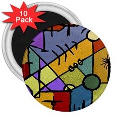 Multicolored Tribal Pattern Print 3  Button Magnet (10 Pack) by dflcprints