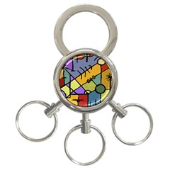 Multicolored Tribal Pattern Print 3-ring Key Chain