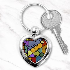 Multicolored Tribal Pattern Print Key Chain (heart) by dflcprints