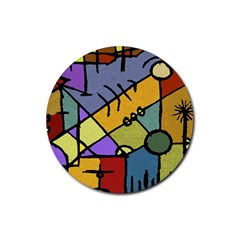 Multicolored Tribal Pattern Print Drink Coaster (round) by dflcprints