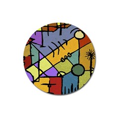 Multicolored Tribal Pattern Print Magnet 3  (round) by dflcprints