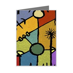 Multicolored Tribal Pattern Print Mini Greeting Card by dflcprints