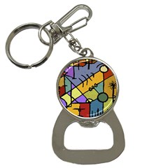 Multicolored Tribal Pattern Print Bottle Opener Key Chain by dflcprints