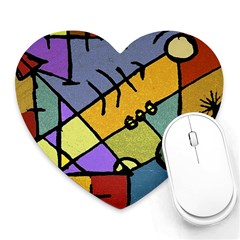 Multicolored Tribal Pattern Print Mouse Pad (heart) by dflcprints