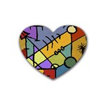 Multicolored Tribal Pattern Print Drink Coasters 4 Pack (Heart)  Front