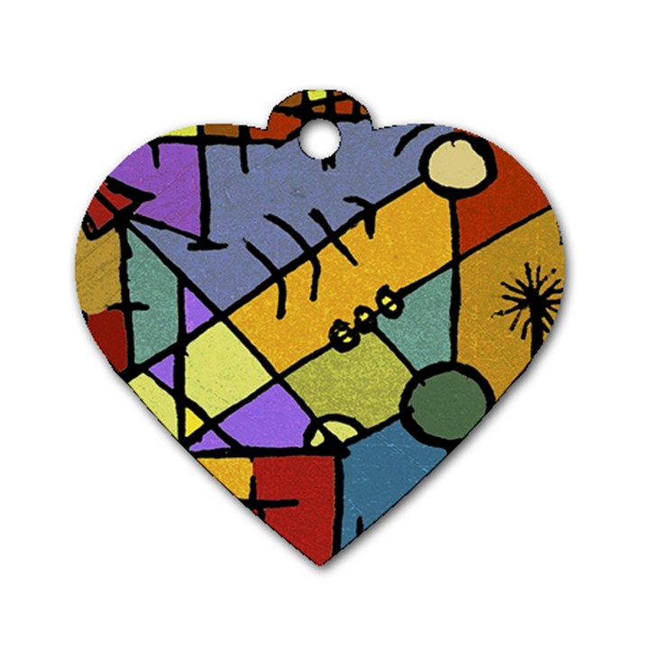 Multicolored Tribal Pattern Print Dog Tag Heart (One Sided) 