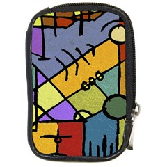 Multicolored Tribal Pattern Print Compact Camera Leather Case by dflcprints