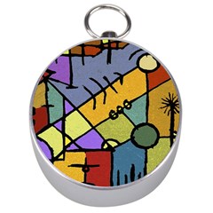 Multicolored Tribal Pattern Print Silver Compass