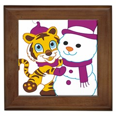 Winter Time Zoo Friends   004 Framed Ceramic Tile by Colorfulart23