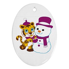 Winter Time Zoo Friends   004 Oval Ornament by Colorfulart23