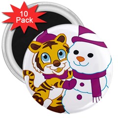 Winter Time Zoo Friends   004 3  Button Magnet (10 Pack) by Colorfulart23