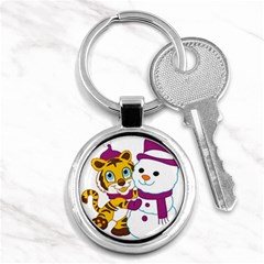 Winter Time Zoo Friends   004 Key Chain (round) by Colorfulart23