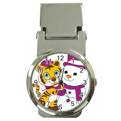 Winter Time Zoo Friends   004 Money Clip With Watch by Colorfulart23