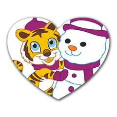 Winter Time Zoo Friends   004 Mouse Pad (heart) by Colorfulart23