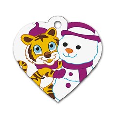 Winter Time Zoo Friends   004 Dog Tag Heart (two Sided) by Colorfulart23