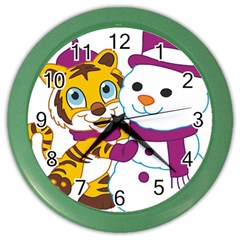 Winter Time Zoo Friends   004 Wall Clock (color) by Colorfulart23