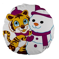 Winter Time Zoo Friends   004 18  Premium Round Cushion  by Colorfulart23