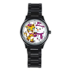 Winter Time Zoo Friends   004 Sport Metal Watch (black) by Colorfulart23