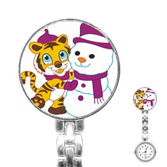 Winter Time Zoo Friends   004 Stainless Steel Nurses Watch by Colorfulart23