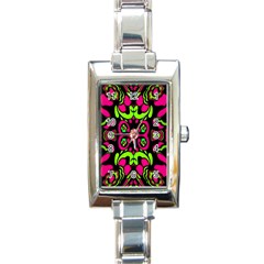 Psychedelic Retro Ornament Print Rectangular Italian Charm Watch by dflcprints