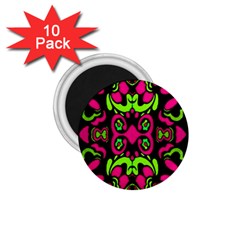 Psychedelic Retro Ornament Print 1 75  Button Magnet (10 Pack) by dflcprints