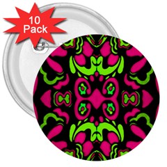 Psychedelic Retro Ornament Print 3  Button (10 Pack) by dflcprints