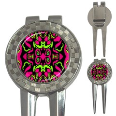 Psychedelic Retro Ornament Print Golf Pitchfork & Ball Marker by dflcprints