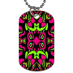 Psychedelic Retro Ornament Print Dog Tag (one Sided) by dflcprints