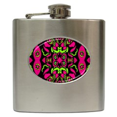 Psychedelic Retro Ornament Print Hip Flask by dflcprints