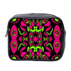 Psychedelic Retro Ornament Print Mini Travel Toiletry Bag (two Sides) by dflcprints