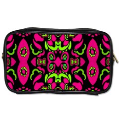 Psychedelic Retro Ornament Print Travel Toiletry Bag (two Sides) by dflcprints