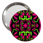 Psychedelic Retro Ornament Print 3  Handbag Mirror Front