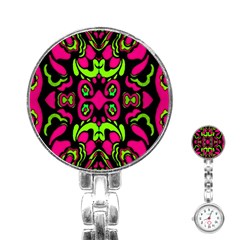 Psychedelic Retro Ornament Print Stainless Steel Nurses Watch by dflcprints