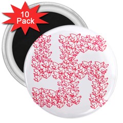 Swastika With Birds Of Peace Symbol 3  Button Magnet (10 Pack) by dflcprints