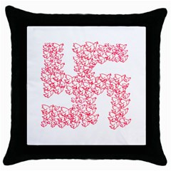 Swastika With Birds Of Peace Symbol Black Throw Pillow Case by dflcprints