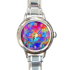 Colour Chaos  Round Italian Charm Watch by icarusismartdesigns