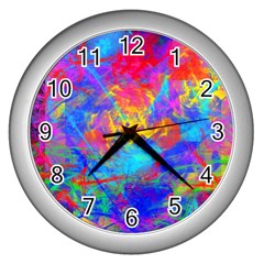 Colour Chaos  Wall Clock (silver) by icarusismartdesigns