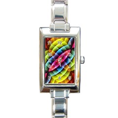 Multicolored Abstract Pattern Print Rectangular Italian Charm Watch by dflcprints