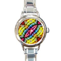 Multicolored Abstract Pattern Print Round Italian Charm Watch by dflcprints