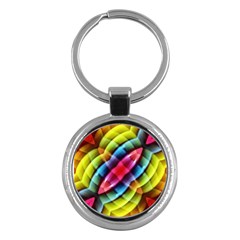 Multicolored Abstract Pattern Print Key Chain (round) by dflcprints