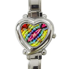 Multicolored Abstract Pattern Print Heart Italian Charm Watch  by dflcprints