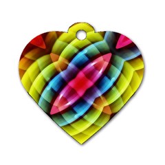 Multicolored Abstract Pattern Print Dog Tag Heart (one Sided)  by dflcprints