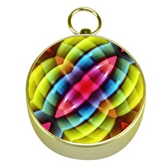 Multicolored Abstract Pattern Print Gold Compass by dflcprints