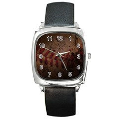 Baseball Square Leather Watch by centralcharms1