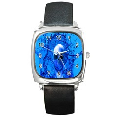 Alien Blue Square Leather Watch by icarusismartdesigns