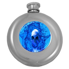 Alien Blue Hip Flask (round) by icarusismartdesigns