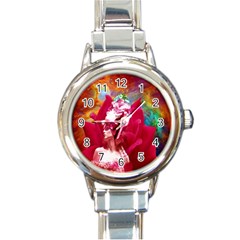 Star Flower Round Italian Charm Watch by icarusismartdesigns