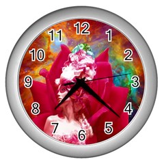 Star Flower Wall Clock (silver) by icarusismartdesigns