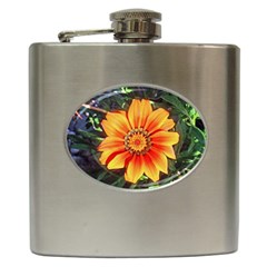 Flower In A Parking Lot Hip Flask by sirhowardlee