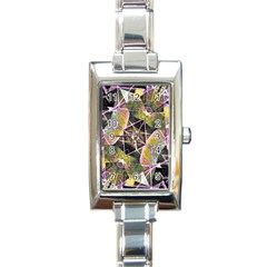 Geometric Grunge Pattern Print Rectangular Italian Charm Watch by dflcprints